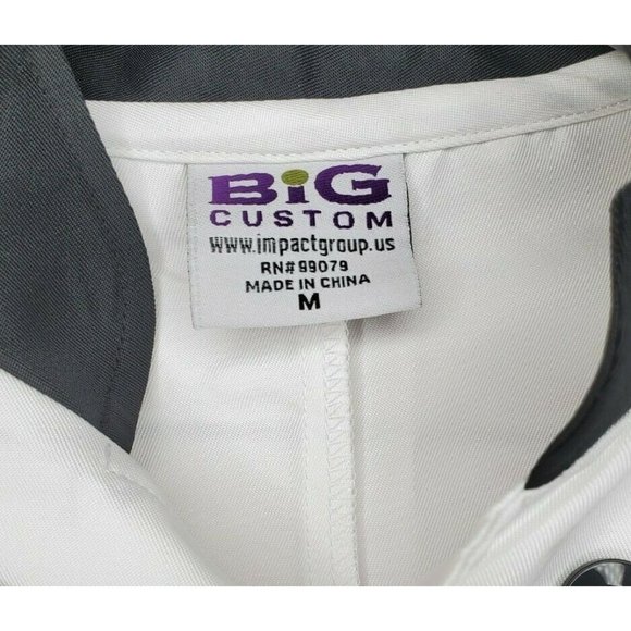 Medium White With Black Buttons & Neckline Chef Jacket Big Custom Impact Group - Picture 4 of 8